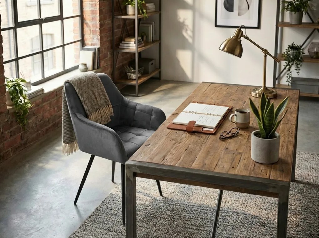 Sivé jedálenské kreslo LOREN VELVET s čiernymi nohami