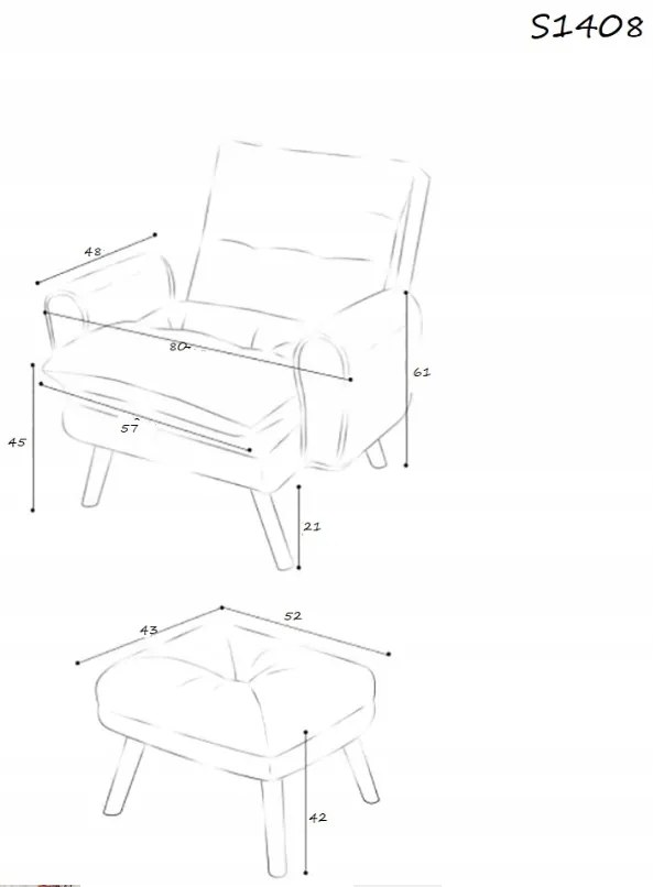 Relaxačné kreslo Carlos svetlo sivé s taburetkou