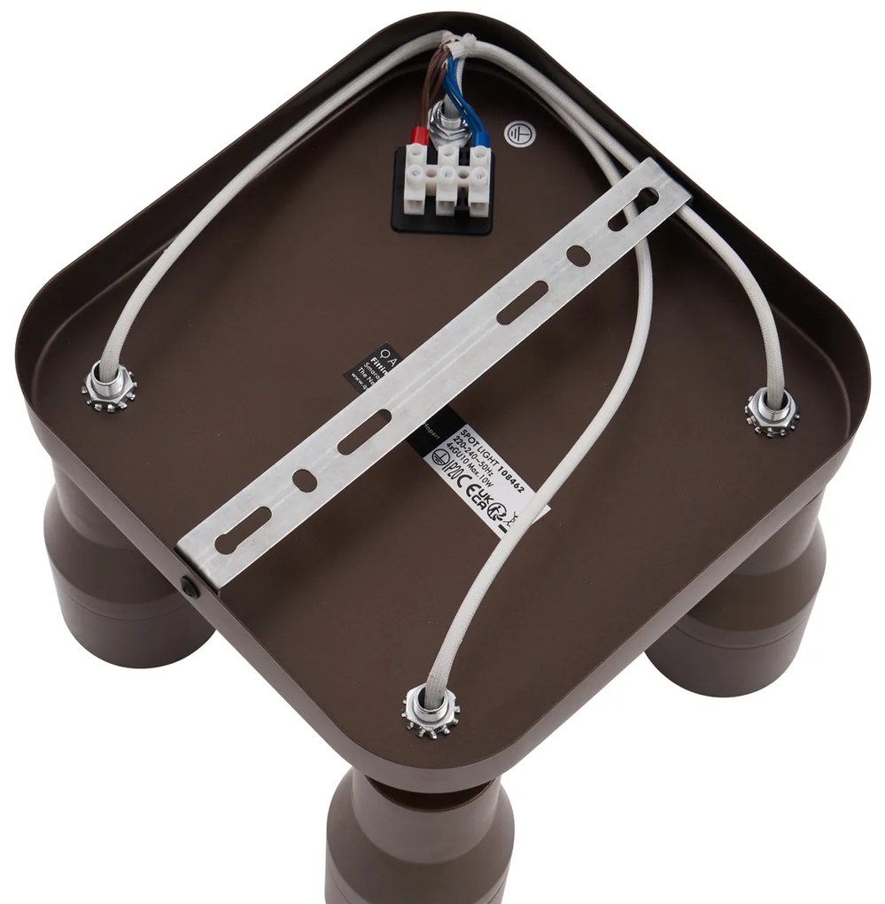 Štvorbodové stropné bodové svietidlo GU10 50 mm štvorcové tmavo bronzové - Stanley