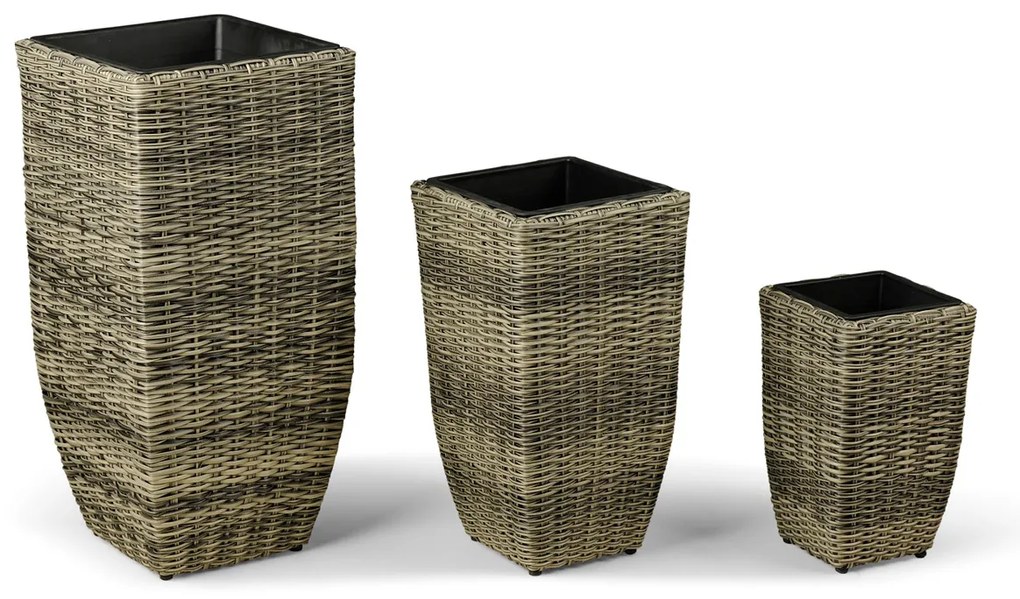 Noela Súprava ratanových kvetináčov Veghel 3ks