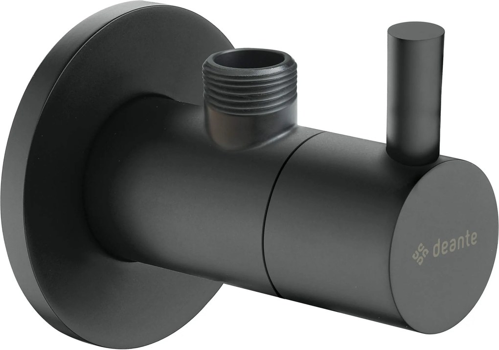 Deante Deante, okrúhly uhlový ventil s keramickou hlavou a filtrom 1/2" - 3/8", čierna matná, DEA-VFA_N62R