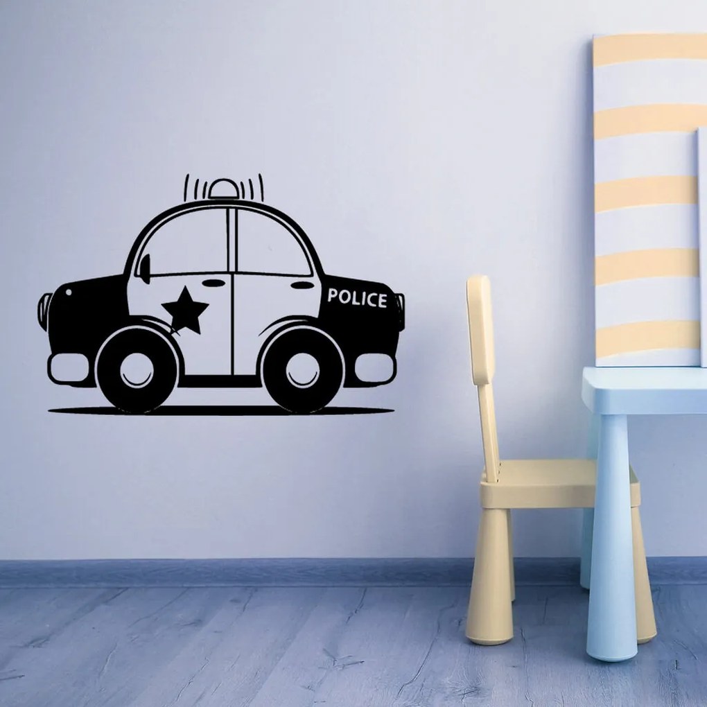 Veselá Stena Samolepka Autíčko policajné Farba: hnědá, Veľkosť: 80 x 50 cm