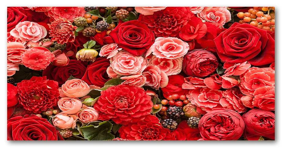 Moderný akrylový fotoobraz Červené kvety pl-oa-140x70-f-89362554