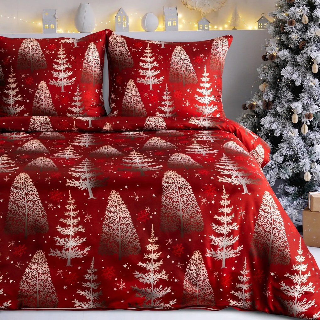 VIANOČNÉ OBLIEČKY Z MIKROVLÁKNA RUBIN 200X220 CM, 2 KS 70X80 CM VZOROVANÉ