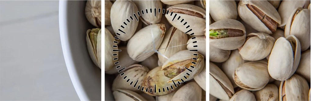 Obraz - pistácie (s hodinami) (90x30 cm)
