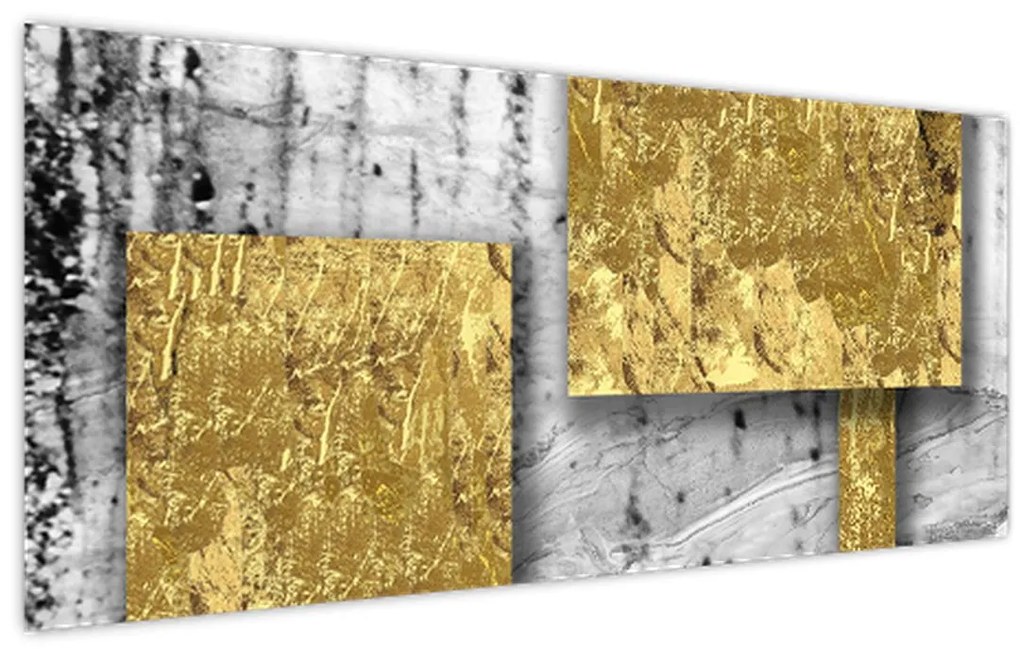 Obraz - Zlaté štvorce N⁰3 (120x50 cm)