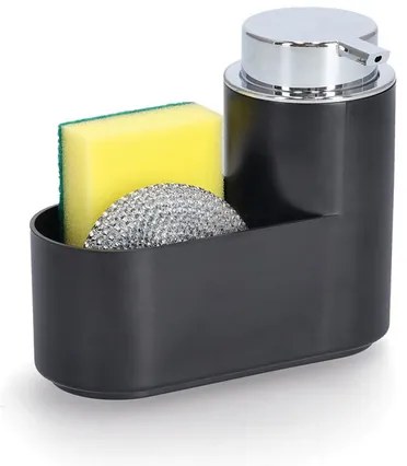 Zeller Present Dávkovač na jar s hubkou a drôtenkou, čierny plast