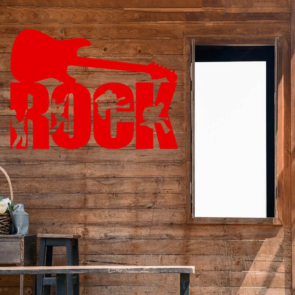 Veselá Stena Samolepka na stenu na stenu Nápis ROCK Farba: černá