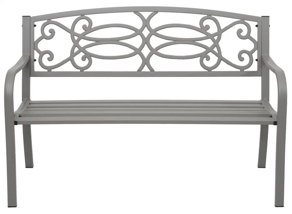 Záhradná lavička HWC-F44, 2-miestna oceľ s práškovým nástrekom - sivá