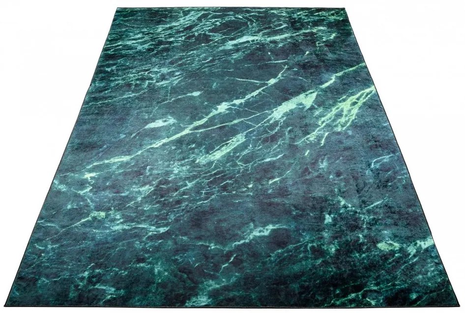 Moderný zelený koberec s mramorovým vzorom Šírka: 80 cm | Dĺžka: 200 cm