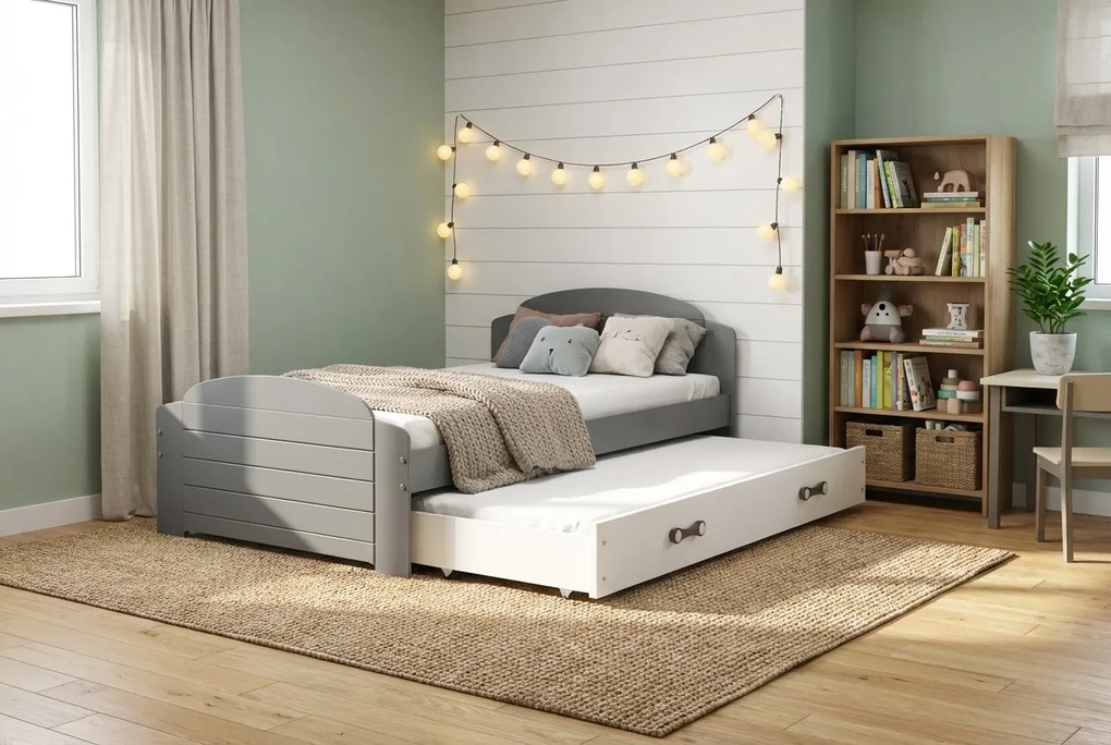 Posteľ s prístelkou LILI 200x90 Grafitová - Biela