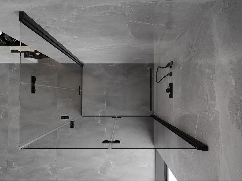 Mexen Mist-F Duo, skladací sprchový kút 90 x 120 cm, číre sklo, čierny profil, 8A6-090L-120P-70-00
