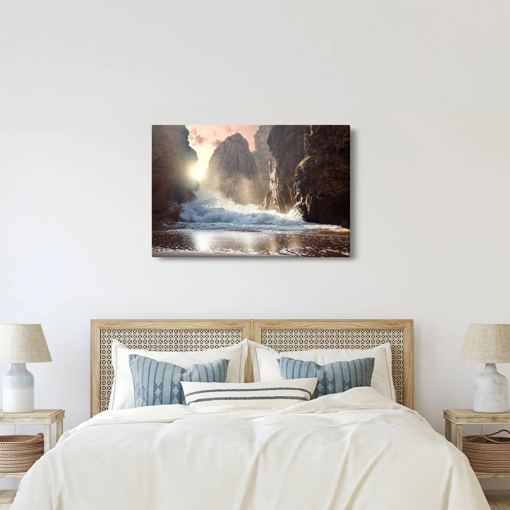 Obraz - Skaly a vlny oceánu (90x60 cm)