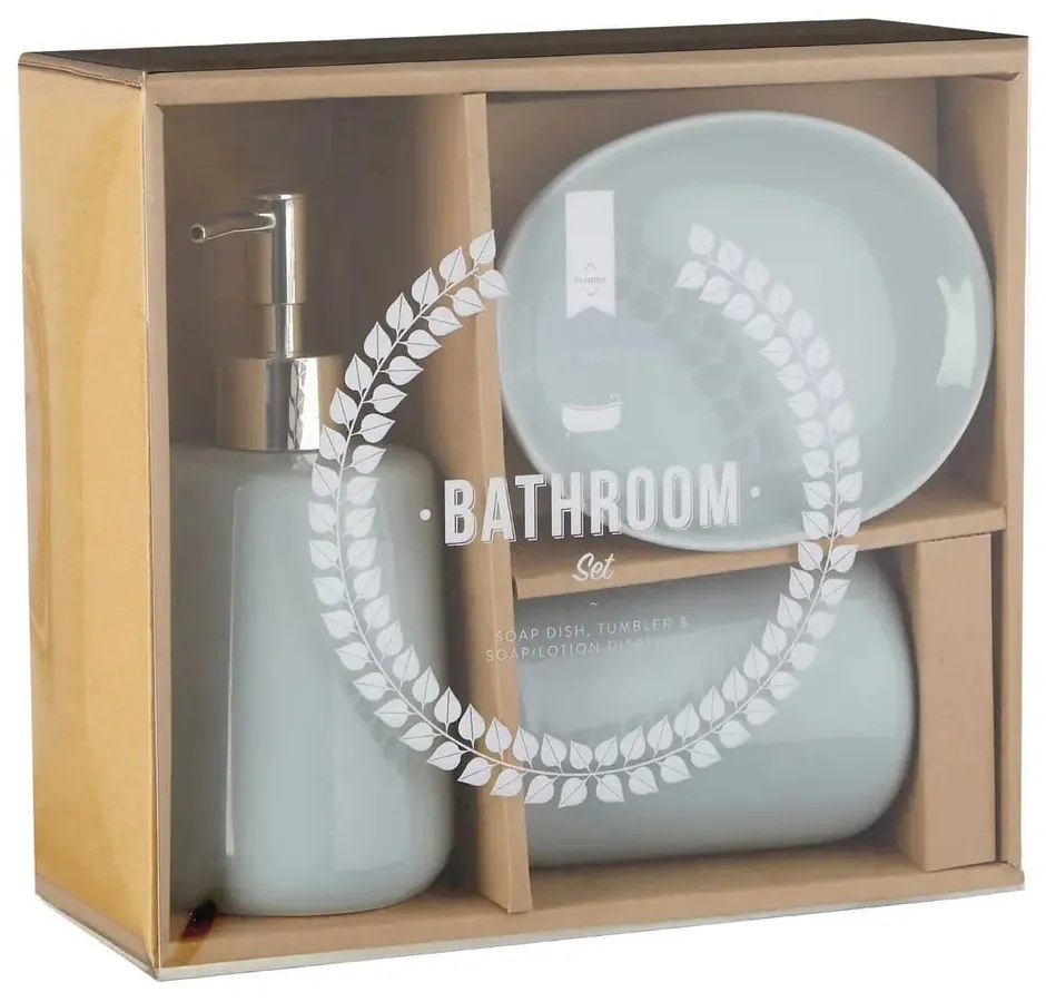 Svetlomodrá kamenná súprava doplnkov do kúpeľne Moon – Premier Housewares