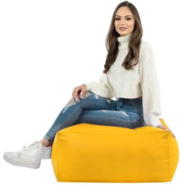 Taburetka žltá kocka ekokoža