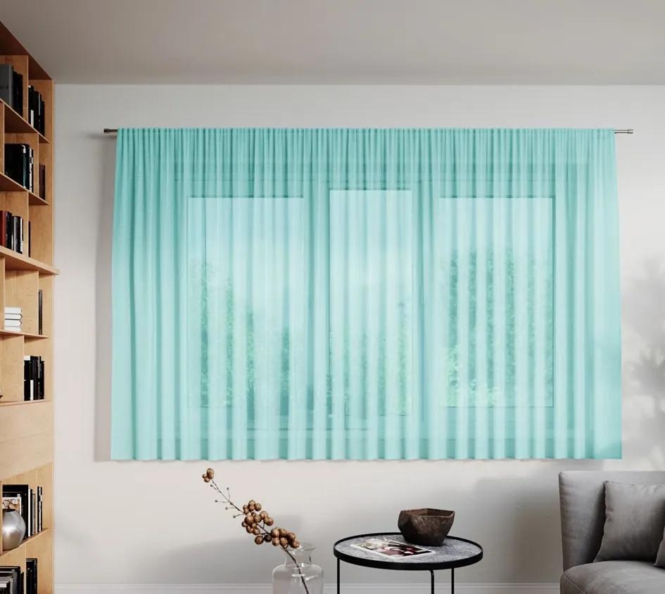 Pútavá tyrkysová záclona na riasiacej páske 300 x 160 cm