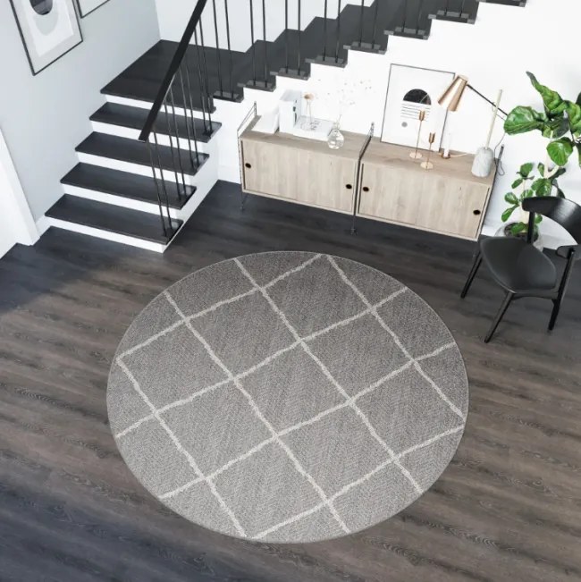 Koberec ARRUBA 4912 sivý kruh