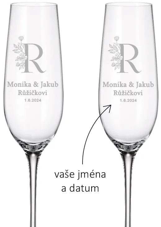 Dekorant Svadobné poháre na šampanské NOVOMANŽELIA 270 ml 2KS