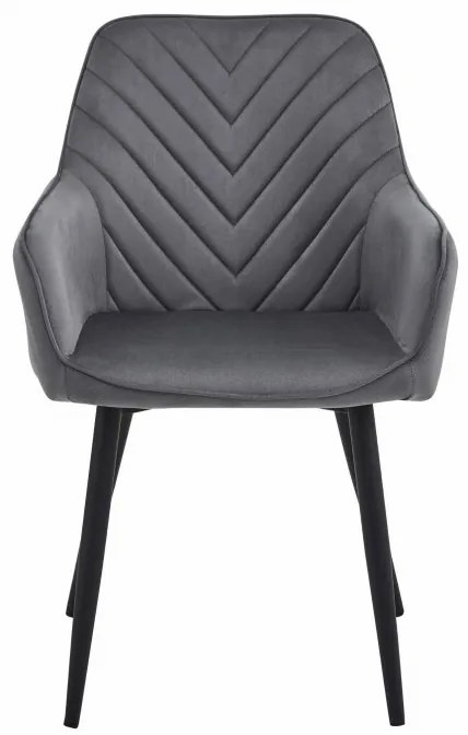 Set dvoch jedálenských stoličiek NANA zamatové, tmavosivé (čierne nohy) 2 ks