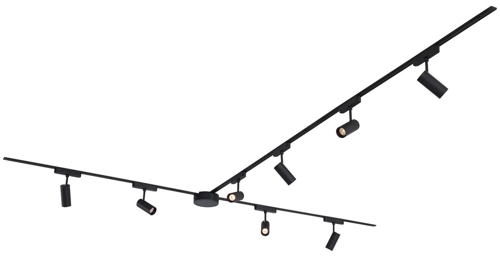 Moderný koľajnicový systém s 8 čiernymi bodovými svetlami 1-fázový 400 cm - Magnetic Gert