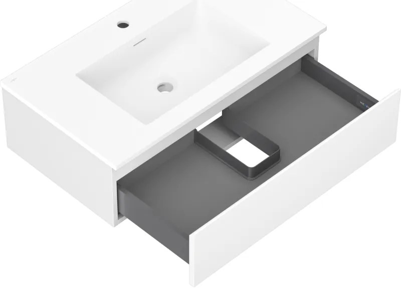 Mexen Orio, kúpeľňová skrinka 80 cm s umývadlom Otis, 1 zásuvka, biela matná, 91A10-08023-1-BF01-W18M01