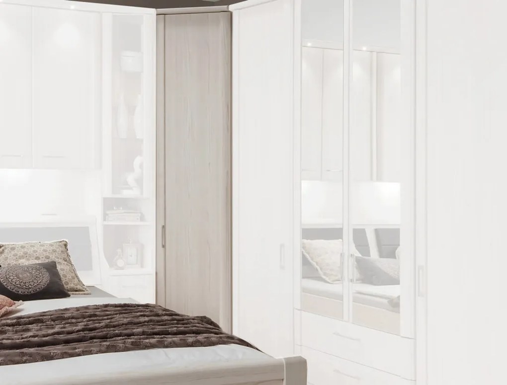 Rohová šatníkova skriňa Luxor 93/93 cm, polárny smrekovec