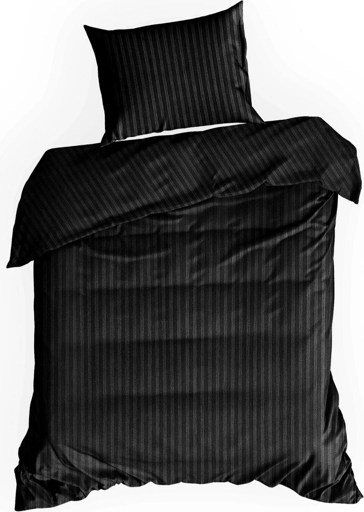 SATÉNOVÉ OBLIEČKY VERA 200X220 CM, 2 KS 70X80 CM ČIERNE