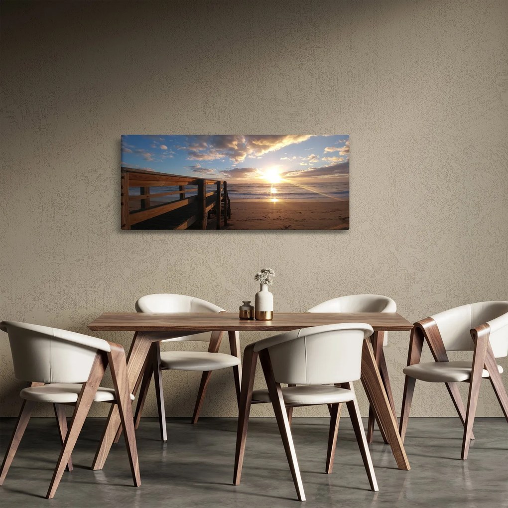 Obraz móla, pláže a more (120x50 cm)