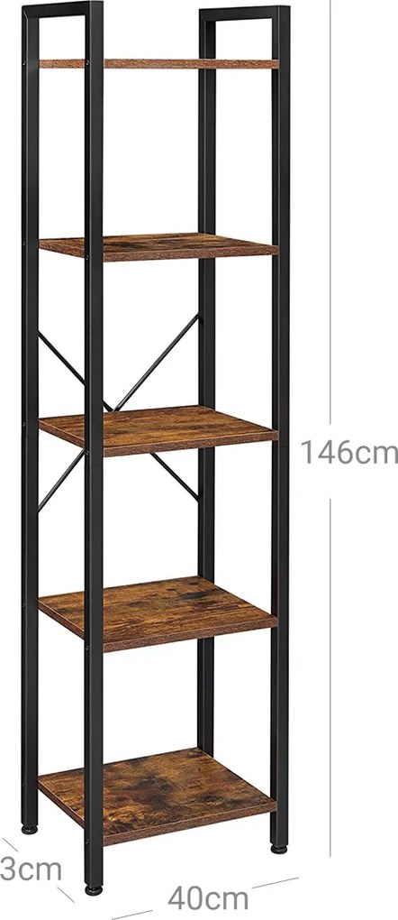 Voľne stojaca knižnica Vasagle Porat 40 cm hnedá/čierna