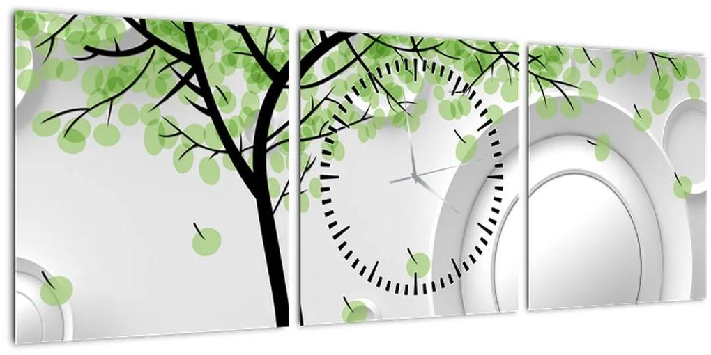 Obraz umelecké abstrakcie (s hodinami) (90x30 cm)