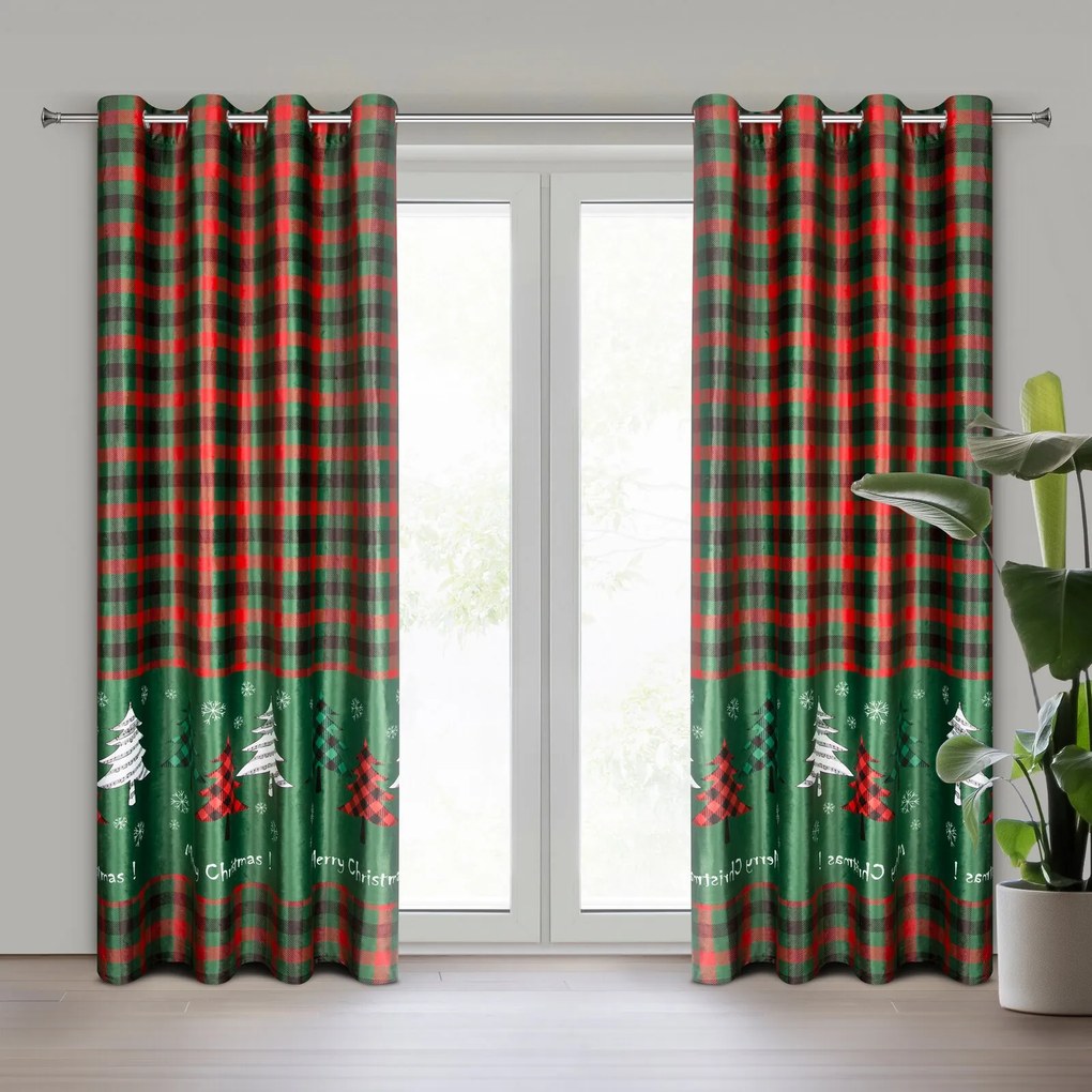 VIANOČNÝ ZATEMŇOVACÍ ZÁVES NA KRÚŽKOCH FELIKS 140X250 CM VZOROVANÁ