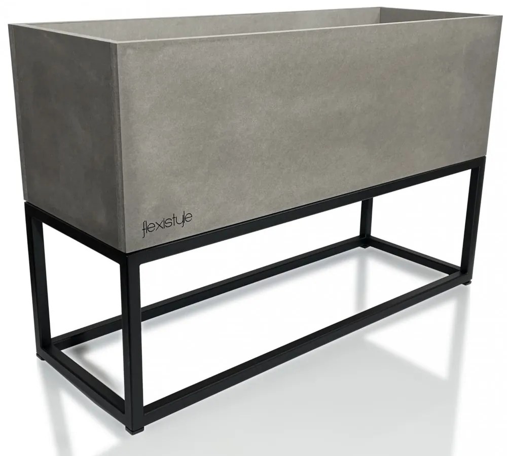 Krásny kovový kvetináč v šedej farbe s hladkým povrchom LOFT FIORINO 62X22X40 cm