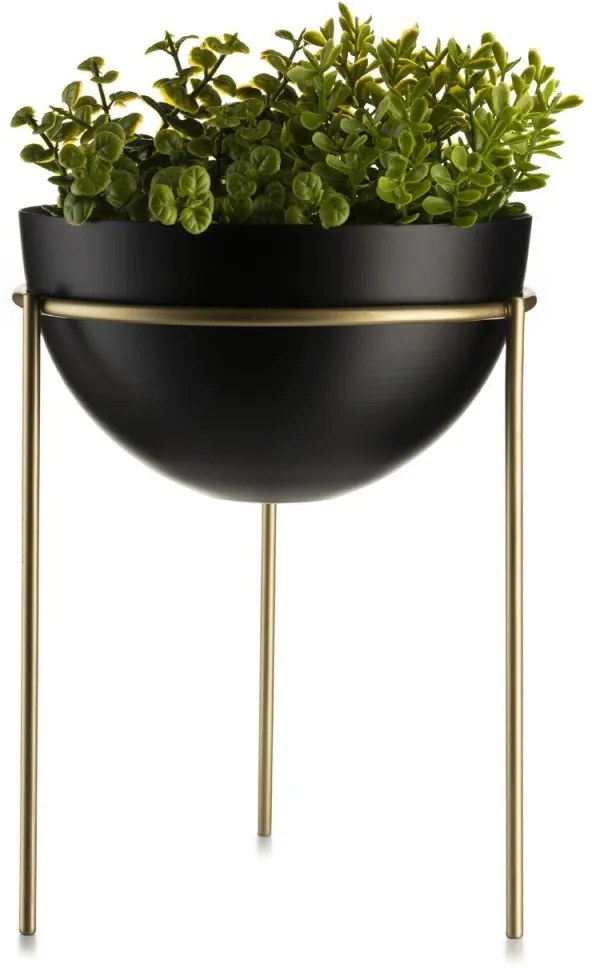 Kvetináč na stojane LOFT II 25 cm čierna/zlatá