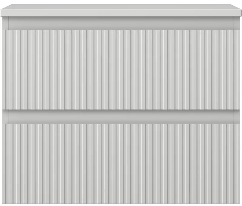 Mexen Rivel, kúpeľňová skrinka 60 cm s pracovnou doskou, 2 zásuvky, drážkovaná, matná sivá, 91A20-06047-2-BFFC62