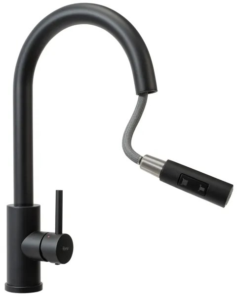 REA-B9147 - Drezová batéria s vysúvacou sprškou FRESH 39,5 cm matná čierna