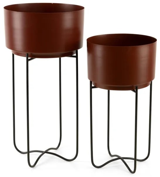 Set 2 kvetináčov DONICA 206 hnedý / čierny