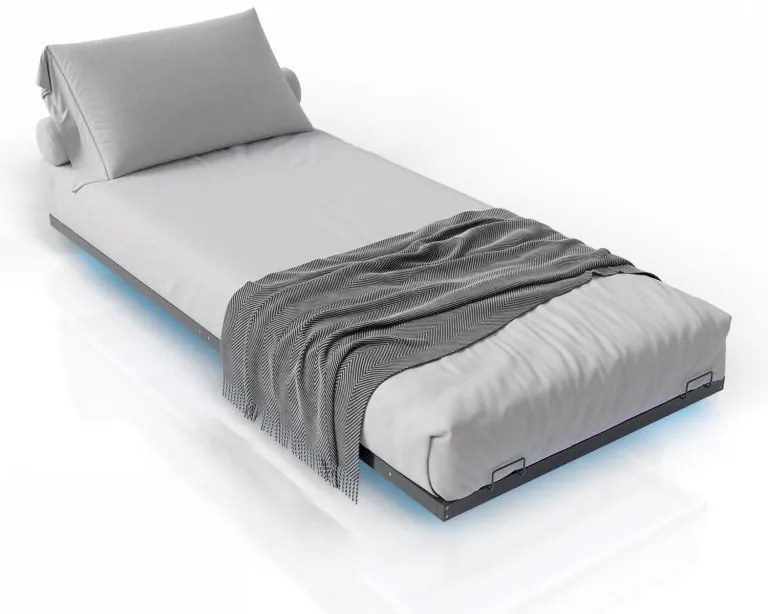 Dizajnová posteľ 90x200 čierna s LED podsvietením