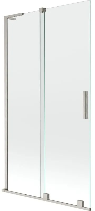 Mexen Velar L, 2-krídlová posuvná vaňová zástena 100 x 150 cm, 8mm číre sklo, brúsená oceľ, 896-100-003-01-97