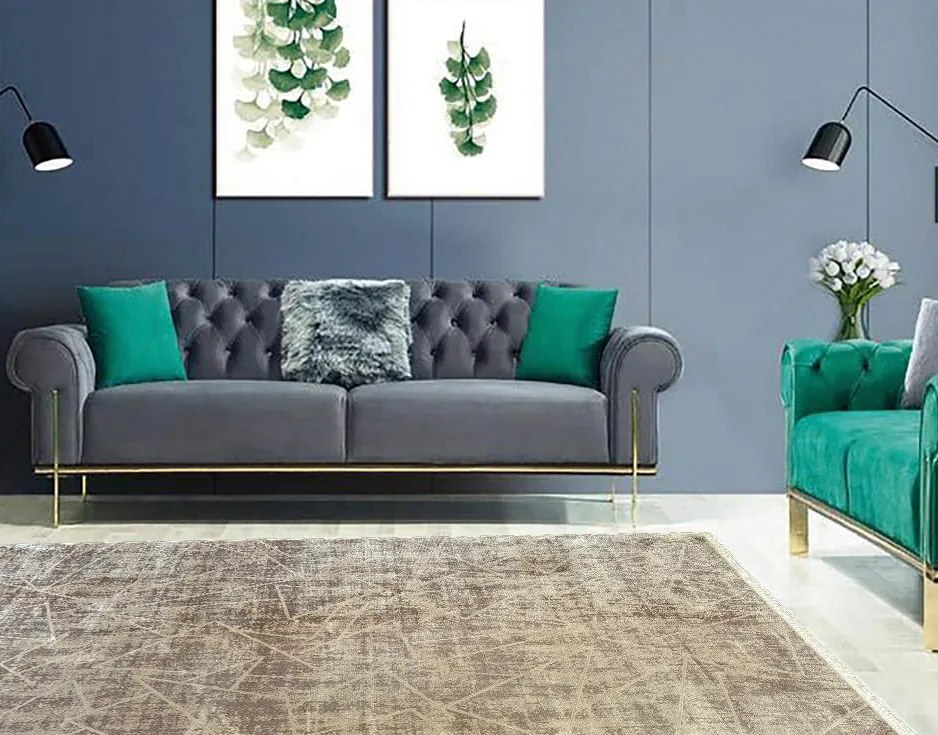 Koberec Creante 55064 béžový obdĺžnikový s geometrickým vzorom Rozmer: 80x150 cm