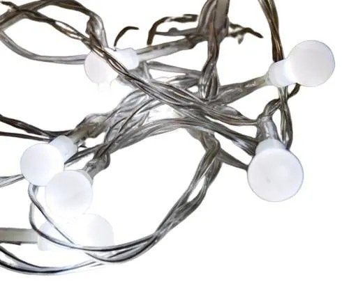 DECOLED Svetelná reťaz LED na batérie, ľadovo biela, 10 LED diód, 2,1 m