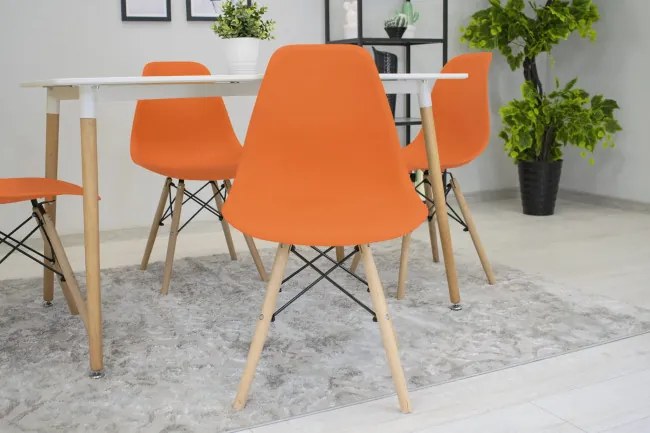 Set dvoch jedálenských stoličiek OSAKA oranžové (hnedé nohy) 2ks