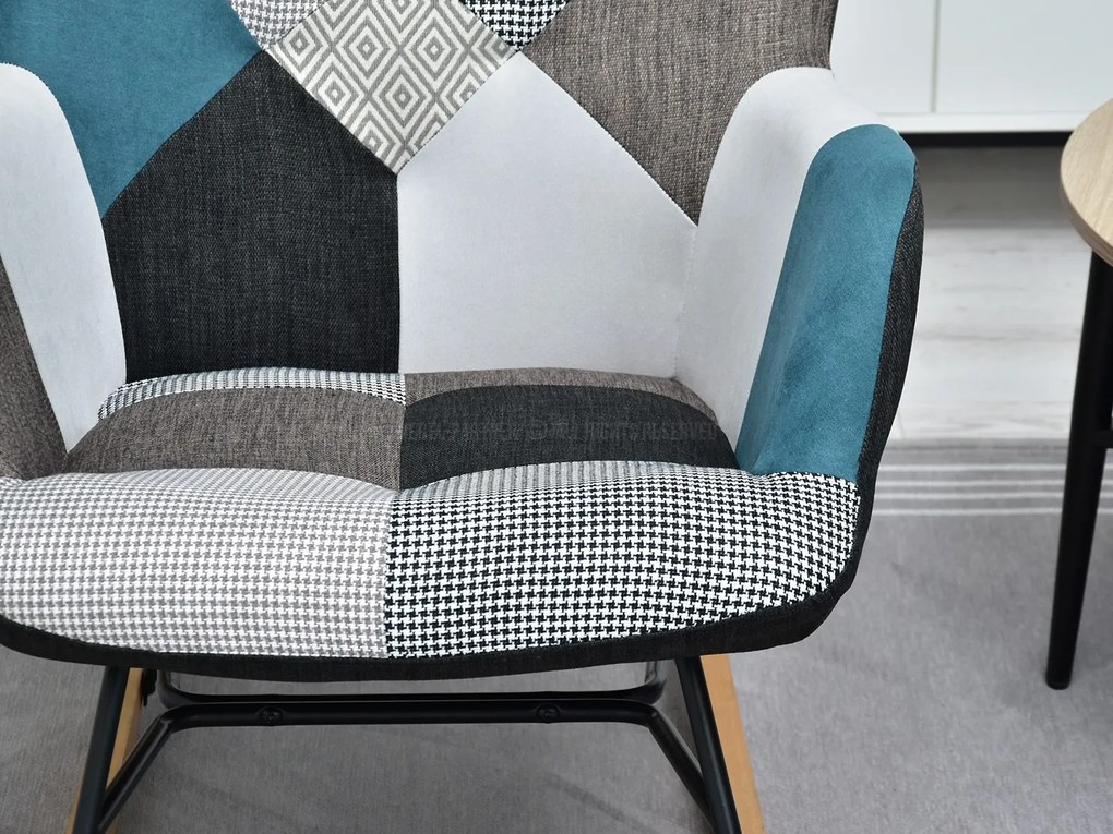 Kreslo Sibyla (patchwork + čierna). Akcia -30%. Vlastná spoľahlivá doprava až k Vám domov. 1110398