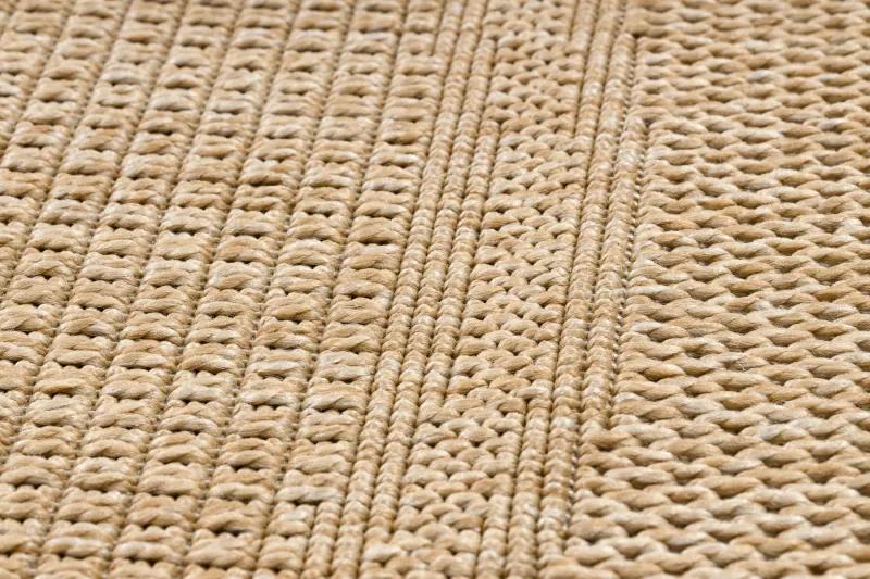 Okrúhly koberec TIMO 5979 SISAL vonkajšie rám tmavo béžová Veľkosť: kruh 200 cm