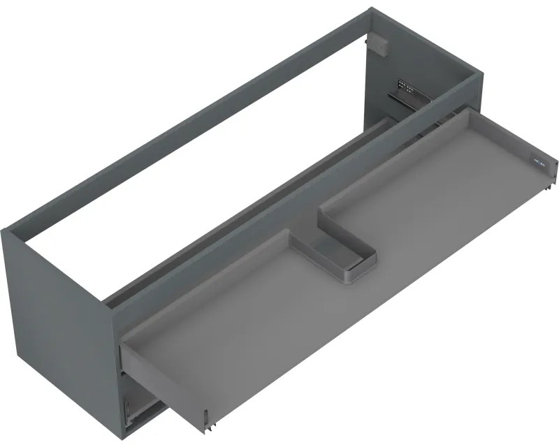 Mexen Box-A, závesná skrinka 140 cm, 2 zásuvky, grafitová matná, 91AX0-1400-470-2-66