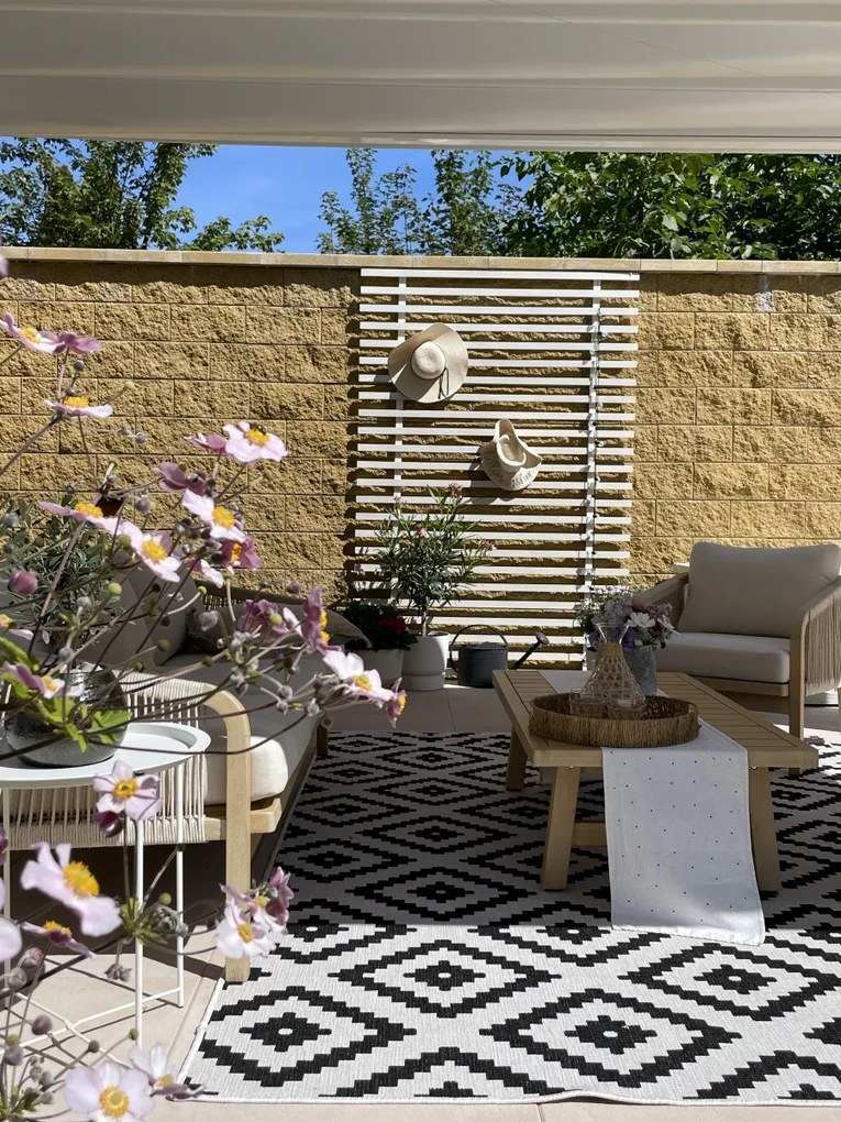 Kusový koberec Twin-Wendeteppiche 103129 schwarz creme – na von aj na doma, 200x290, čiernobiela, chodba / predsieň, Hanse Home