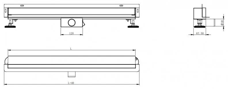 Odtokový žľab k stene MEXEN FLAT WALL 60 cm