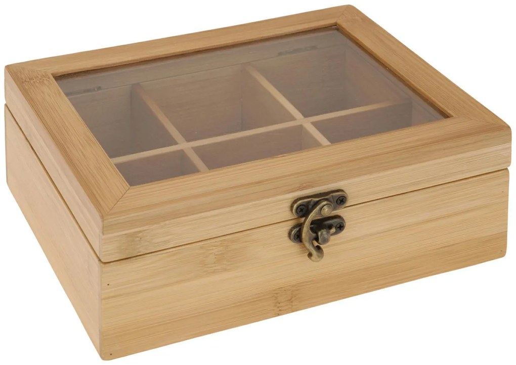 Drevený organizér na čaj Sani, 21x16 cm