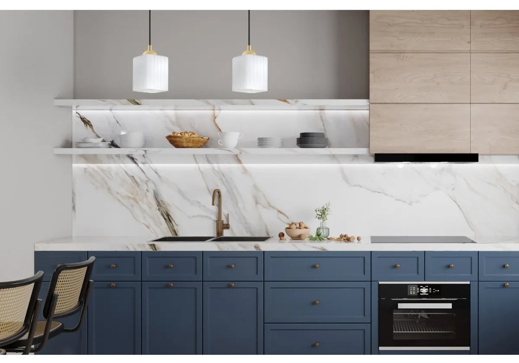 Závesné svietidlo Riffle Square, 2x biele sklenené tienidlo, b/g