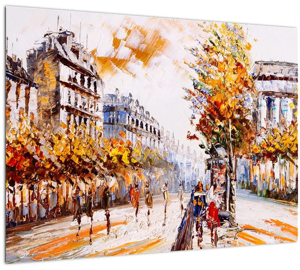 Sklenený obraz - Ulica v Paríži (70x50 cm)