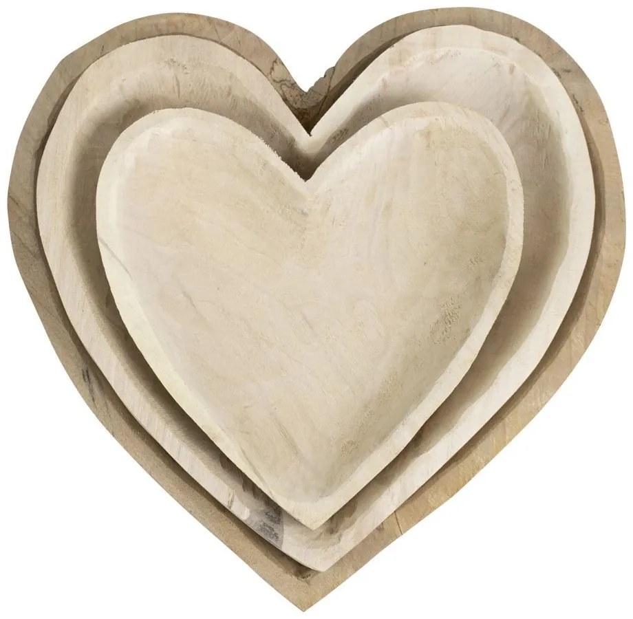 Set 3ks vydlabaných drevených misiek - 38 * 38 * 11cm / 33 * 33 * 9cm / 25 * 25 * 5cm